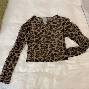 Leopard Print Mesh Top